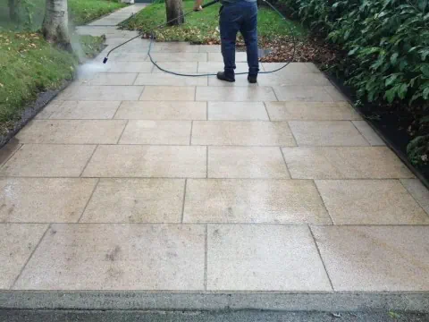 Power washing patio cleaning and sealing in Dublin Patio repair and restoration, with power washing and sealing